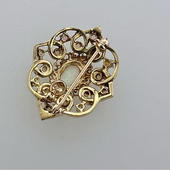 Vintage 14k Gold Opal Pendant / Brooch - Picture 5 of 12